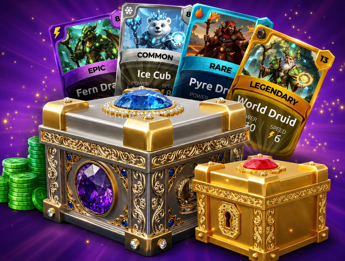 Card Crush cards and Mystery Boxes